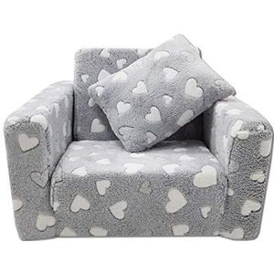 Kinderstoel, relaxstoel, knuffelstoel (grijs (Herzen grau) + wit)