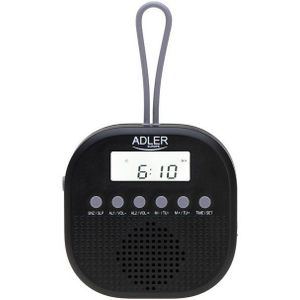 RADIO-ADLER - AD1912 - Wodoodporne Wekkerradio - Zwart - Silikon