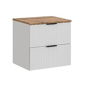 ADEL White Wastafelonderkast, 60 cm, wastafel met werkblad of wastafel, witte wastafel, gefreesde deuren, badkamermeubels (met werkblad)