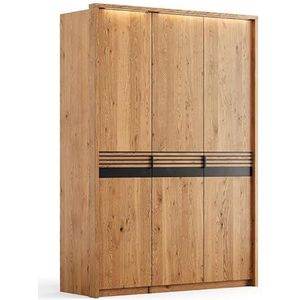 Katmandu Ravello kledingkast draaideurenkast 3-deurs 156 cm massief hout eiken, geolied