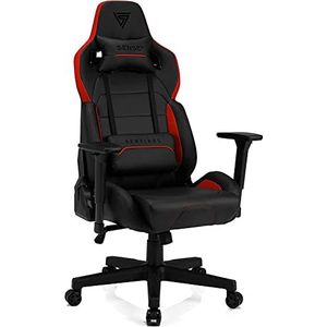 SENSE7 Gaming Sentinel Bureaustoel, gamer, ergonomische stoel, armleuning, eendelig stalen frame, instelbare hellingshoek zwart-rood, 40-48 x 72x59