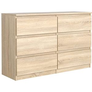 meble kaszczyszyn Sonoma commode mat, 6 laden, 120 cm, elegant dressoir, 120 x 78,5 x 39 cm, voor slaapkamer, kantoor, woonkamer, hal, multifunctionele kast