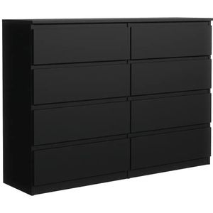 meble kaszczyszyn Commode zwart mat 8 laden 120 cm - elegant dressoir 120 x 101,5 x 39 cm voor slaapkamer, kantoor, woonkamer, hal, multifunctionele kast