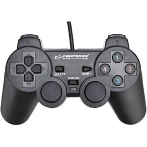 Esperanza EG102 Gaming Controller USB 2.0 Gamepad Analoog / Digitaal PC, Playstation 3 (PC, Playstation), Controller, Zwart