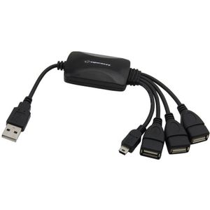 Esperanza EA114 - Hub 3 poorten USB 2.0 + 1 x mini USB