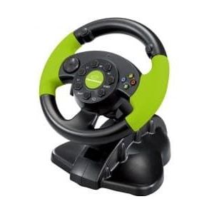 Esperanza High Octane Xbox-Edition Gaming Stuurwiel, met Gas en Rempedaal voor Xbox 360, Playstation 3 en PC, Vibratiefunctie, 13 Actietoetsen. Zwart/groen