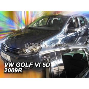 Zijwindschermen pasvorm tbv VW Golf 6 (VI) 5 deurs Hatchback model 2012 - 2020 (dus past NIET op de Golf PLUS) set donker getint windschermen pasvorm tbv voor & achterdeuren merk Team Heko