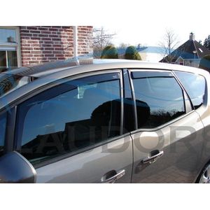 Zijwindschermen tbv Opel Meriva B - 5 deurs vanaf 2010 - 2017 set tbv voor en achterramen pasvorm donker getint