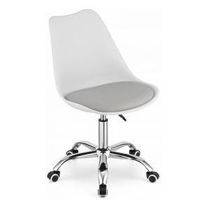 VBChome Bureaustoel, wit, grijs, draaiend met hoog geregeld, computerstoel, werkstoel, kinderkamerstoel, eenvoudige montage, stoel van polypropyleen en kussen van eco-leer, wit - grijs