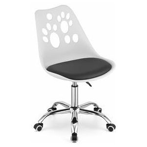 VBChome Bureaustoel, wit-zwart, stoel, roterend met hoog geregeld, computerstoel, werkstoel, kinderkamerstoel, eenvoudige montage, stoel van polypropyleen en kussen van eco-leer, wit-zwart