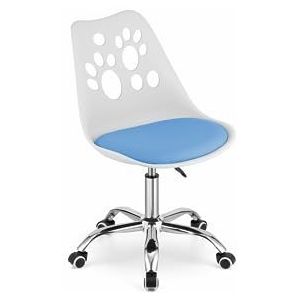 VBChome Bureaustoel, wit-blauw, draaiend met hoog geregeld, computerstoel, werkstoel, kinderkamerstoel, eenvoudige montage, stoel van polypropyleen en kussen van eco-leer, wit-blauw