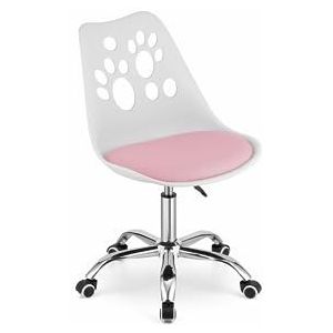 VBChome Bureaustoel, wit-roze, draaiend met hoog geregeld, computerstoel, werkstoel, kinderkamerstoel, eenvoudige montage, stoel van polypropyleen en kussen van eco-leer, wit-roze