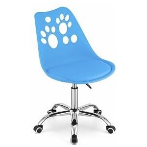 VBChome Bureaustoel, blauw, draaiend met hoog geregeld, computerstoel, werkstoel, kinderkamerstoel, eenvoudige montage, stoel van polypropyleen en kussen van eco-leer, blauw