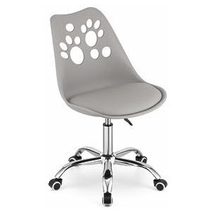 VBChome Bureaustoel, grijs, roterend met hoog regeling, computerstoel, werkstoel, kinderkamerstoel, eenvoudige montage, stoel van polypropyleen en kussen van eco-leer, grijs