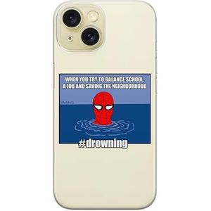 ERT GROUP mobiel telefoonhoesje voor Iphone 15 origineel en officieel erkend Marvel patroon Spider Man 037 optimaal aangepast aan de vorm van de mobiele telefoon, gedeeltelijk bedrukt