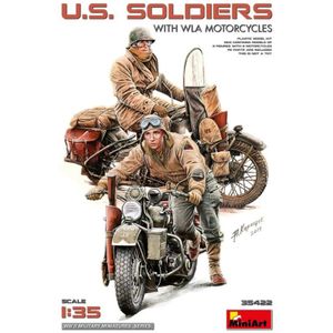 Mini Art 35422 1:35 U.S. Soldaten m. WLA Motorfietsen - getrouwe replica, modelbouw, plastic bouwpakket, knutselen, hobby, lijmen, modelbouwset, monteren, ongelakt
