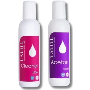 LALILL Set nagelreiniger 100 ml + aceton nagellakverwijderaar 100 ml - nagelontvetter - ontvetter remover voor polish, gels, hybriden - nagelreiniger gelnagels