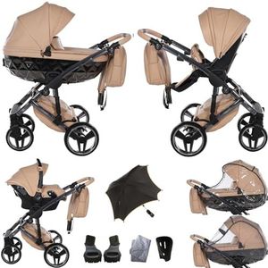 Originele Junama Diamond Hand Craft Modulaire Systemen combi-kinderwagen, 2-in-1, 3-in-1, 4-in-1 + originele accessoires, exclusieve Prams (3-in-1, 07 camel)