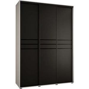 MEBLE KRYSPOL Davos 10 180 Kledingkast met drie schuifdeuren voor slaapkamer - Moderne opbergkast, kledingroede en planken - 235,2x180x45 cm - Wit Zwart Zwart