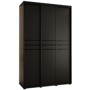 MEBLE KRYSPOL Davos 10 160 Kledingkast met drie schuifdeuren voor slaapkamer - Moderne opbergkast, kledingroede en planken - 235,2x160x60 cm - Zwart Zwart Zwart