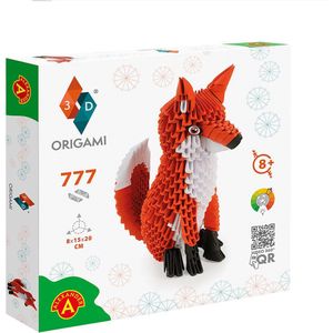 Origami 3D 501843-3D Origami Fuchs - Mooie 3D-papiersculptuur met gepatenteerde componenten en begrijpelijke bouwhandleiding, 777 onderdelen, 8x15x20cm, vanaf 8 jaar, medium