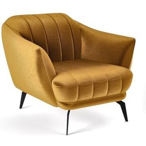 Siblo Fore fauteuil - relaxstoel - fauteuil woonkamer - televisiestoel - cocktailstoel - fauteuil met metalen poten - televisiestoel relaxstoel - 97x96x82 cm - geel