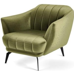 Siblo Fore fauteuil - relaxstoel - fauteuil woonkamer - televisiestoel - cocktailstoel - fauteuil met metalen poten - televisiestoel relaxstoel - 97x96x82 cm - groen