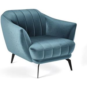 Siblo Fore fauteuil - relaxstoel - fauteuil woonkamer - televisiestoel - cocktailstoel - fauteuil met metalen poten - televisiestoel relaxstoel - 97x96x82 cm - blauw