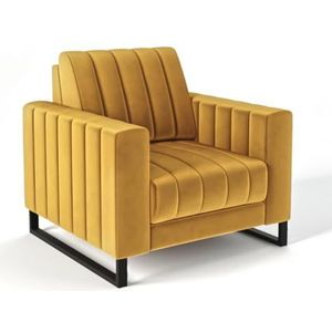 Siblo Mono fauteuil - relaxstoel - fauteuil woonkamer - televisiestoel - cocktailstoel - fauteuil met metalen poten - televisiestoel relaxstoel - leesstoel - 93x92x86 cm - geel