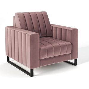 Siblo Mono fauteuil - relaxstoel - fauteuil woonkamer - televisiestoel - cocktailstoel - fauteuil met metalen poten - televisiestoel relaxstoel - leesstoel - 93x92x86 cm - roze