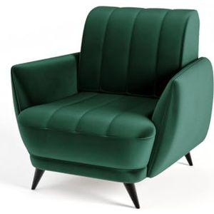 Siblo Rolo fauteuil - relaxstoel - fauteuil woonkamer - televisiestoel - cocktailstoel - armleunstoel - houten poten - televisiestoel relaxstoel - leesstoel - 92x93x85 cm - groen