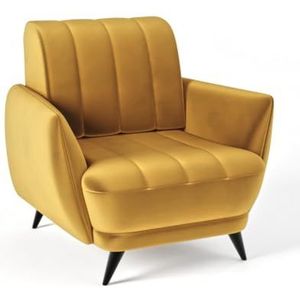 Siblo Rolo fauteuil - relaxstoel - fauteuil woonkamer - televisiestoel - cocktailstoel - armleunstoel - houten poten - televisiestoel relaxstoel - leesstoel - 92x93x85 cm - geel