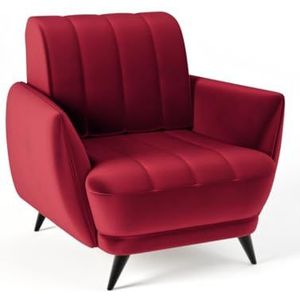 Siblo Rolo fauteuil - relaxstoel - fauteuil woonkamer - televisiestoel - cocktailstoel - armleunstoel - houten poten - televisiestoel relaxstoel - leesstoel - 92x93x85 cm - rood