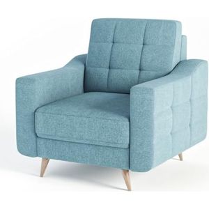 Siblo Toro fauteuil - relaxstoel - fauteuil woonkamer - televisiestoel - cocktailstoel - armleunstoel - houten poten - televisiestoel relaxstoel - 95x93x91 cm - geel