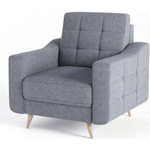 Siblo Toro fauteuil - relaxstoel - fauteuil woonkamer - televisiestoel - cocktailstoel - armleunstoel - houten poten - televisiestoel relaxstoel - 95x93x91 cm - blauw