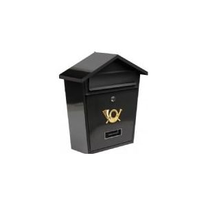 VOREL Zwarte Brievenbus met slot - 370x320x105mm - 2 sleutels - 0,6mm dik plaatstaal