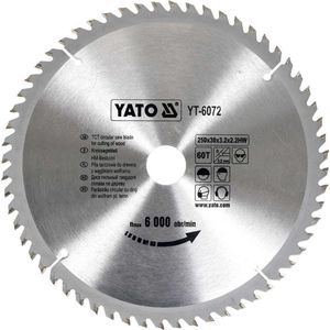 Yato Professioneel TCT cirkelzaagblad 250 mm, 60 tanden 30 boring (YT-6072)