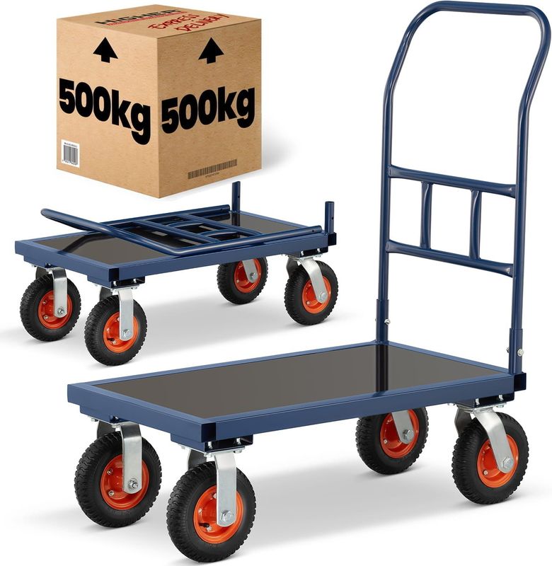 CargoMaster - Plateauwagen - Staal - 640 kg Draagvermogen - 90 x 50 cm