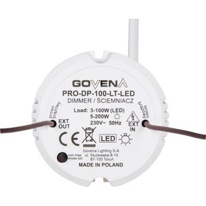 Govena Lighting PRO-DP-100-LT-LED Universele dimmer Geschikt voor lampen: LED-lamp, Halogeenlamp, Gloeilamp, Spaarlamp, TL-buis