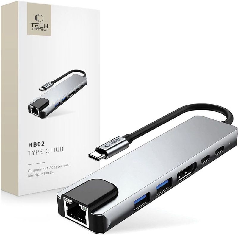 Tech-Protect - HB02 - Hub - Space Grey - 6-in-1 - HDMI 4K