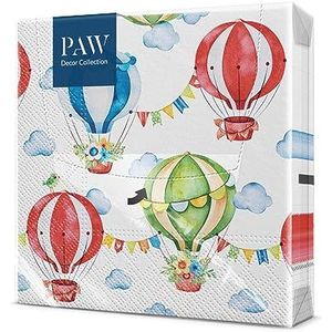 PAW - Papieren Servetten 3-laags (33 x 33 cm) I 20 Stuks I Gedrukt met Inkt op Waterbasis I Verjaardag Decoratie voor Kinderen I Ideaal voor Kinderfeestjes I Kleur: Lovely Circus
