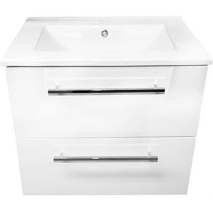 Deftrans Domodomo Badkamerkast met wastafel, 60 x 50 x 45,6 cm, witte onderkast voor wastafel, hangkast voor badkamer, keramische wastafelset