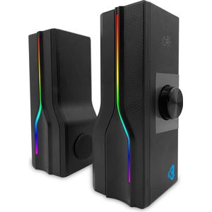 Media-Tech COBRA PRO ARAGOR 2.0 - Converteerbare 2 in-Line Input en Bluetooth Dual-Game 2.0 Luidsprekers (8 W, 2.0 Kanaal), Soundbar, Zwart