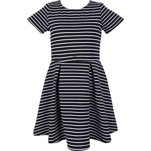 Zwart-wit gestreepte jurk, korte mouw