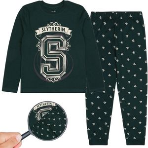 Harry Potter - Slytherin - Pyjama - Donkergroen - 100% Katoen - Lange Mouwen