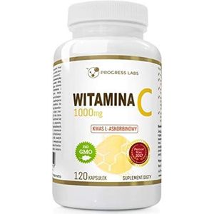 Progress Labs Vitamin C 1000 mg - 1 verpakking x 120 capsules - L-ascorbinezuur - Antioxidant - Ondersteuning van het immuunsysteem