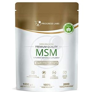 Progress Labs 100% MSM Methylsulfonylmethaan Pakket van 1 x 1000g - Zwavelpoeder - Puur - Geen Toevoegingen - Antioxidant - Gewrichten - Pezen - Botten - 100% Pure Powder