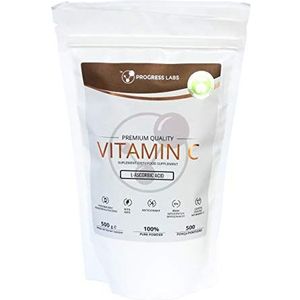 Progress Labs Vitamine C 1 x 500g - L-Ascorbinezuur Zuiver poeder 1000 mg - Antioxidant immuunsysteem