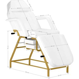 Behandelstoel wit/goud / schoonheidssaloon/ cosmetische stoel