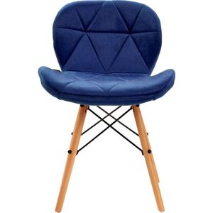 4Rico Scandinavische stoel QS-186 marineblauw fluweel